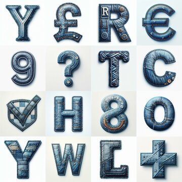 Denim lettering. AI generated illustration