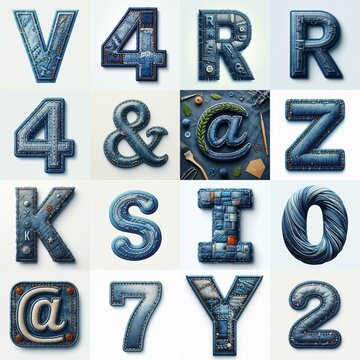 Denim lettering. AI generated illustration