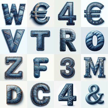 Denim lettering. AI generated illustration