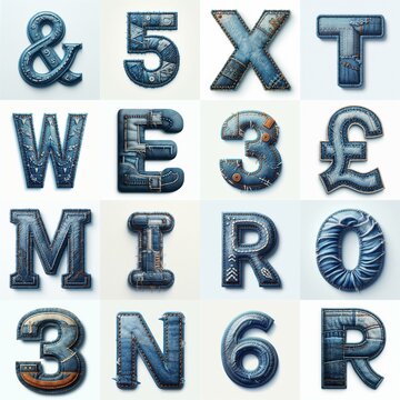 Denim lettering. AI generated illustration