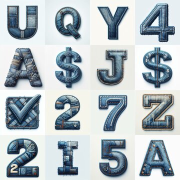 Denim lettering. AI generated illustration