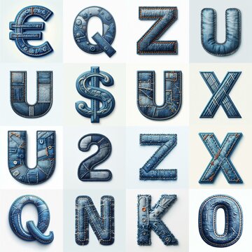 Denim lettering. AI generated illustration