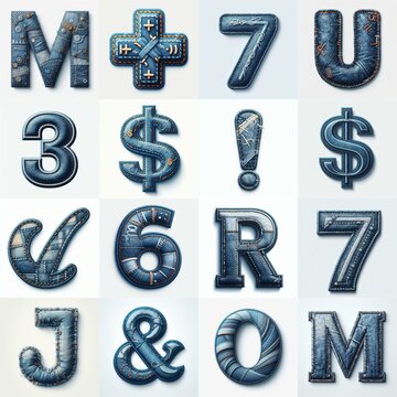 Denim lettering. AI generated illustration
