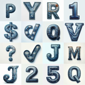 Denim lettering. AI generated illustration