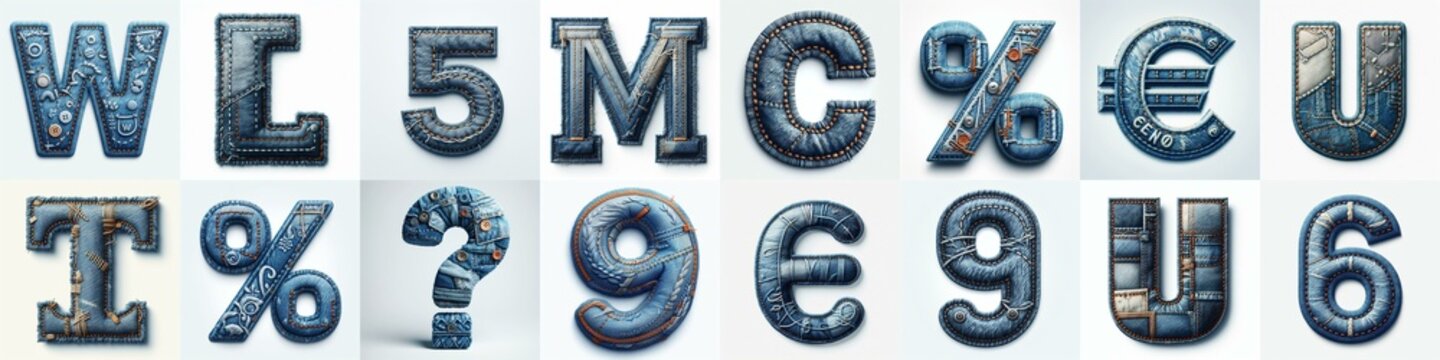 Denim lettering. AI generated illustration