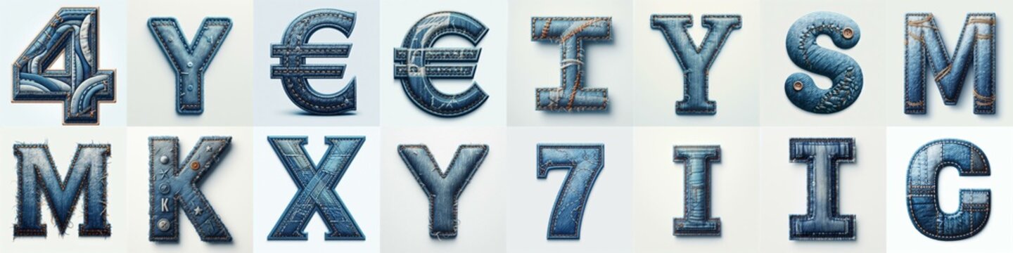 Denim lettering. AI generated illustration
