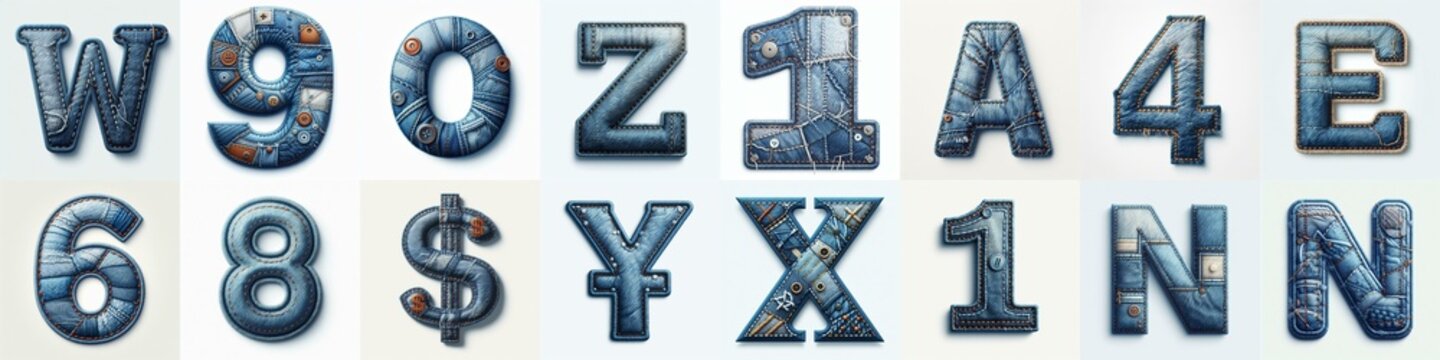 Denim lettering. AI generated illustration