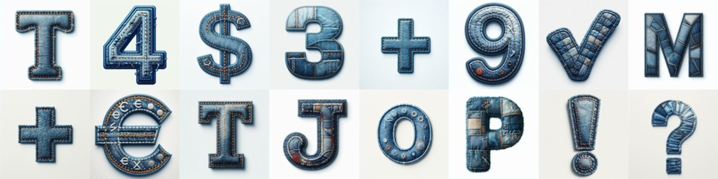 Denim lettering. AI generated illustration