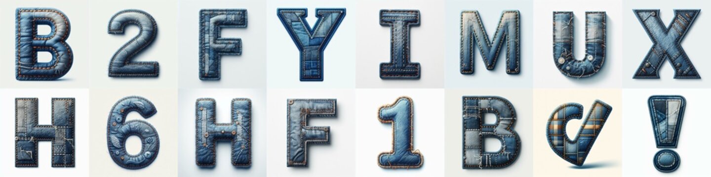Denim lettering. AI generated illustration