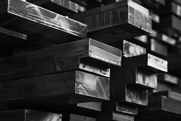 Wall Mural - stack of steel metal beams