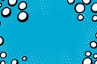 Blue pop art background in retro comic style with halftone dots, vector illustration of backdrop with isolated dots blank empty with copy space 