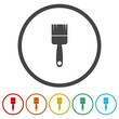 Paint brush icon. Set icons in color circle buttons