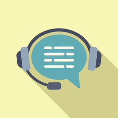 Poster - headset support chat online icon flat vector. contact help. work speech