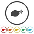 Finger with string icon. Reminder icon. Set icons in color circle buttons