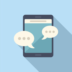 Poster - Smart online help icon flat vector. Support chat. Speech app info