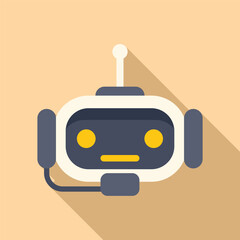 Poster - Help support bot icon flat vector. Online center call. Answer web volume