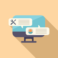 Poster - Online computer chat assistance icon flat vector. Support help. Internet work