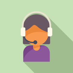 Poster - Female call center worker icon flat vector. Online help. Social communication