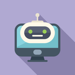 Poster - Modern ai bot support icon flat vector. Online chat. Work talk assistance