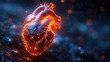 Genetic Engineering Concept. Human Heart with DNA Data on Background extreme closeup. Generative AI
