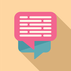 Poster - New chat support icon flat vector. Assistance help. Social tech voice