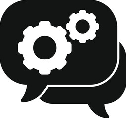 Poster - Help gear chat support icon simple vector. Online operator. Bot ai help