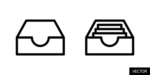 Poster - empty mailbox and full inbox, messaging inbox, message box, archive storage icons in line style desi