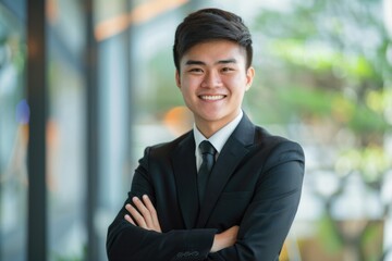 Smile Asian. Portrait of a Confident and Happy Asian Businessman Looking at Camera