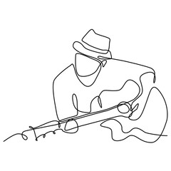 Wall Mural - minimalist musician guitarist painted with a single line