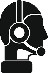 Poster - online call center operator icon simple vector. person working. speech online