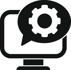 Wall Mural - Gear computer support icon simple vector. Online tech volume. Listen network