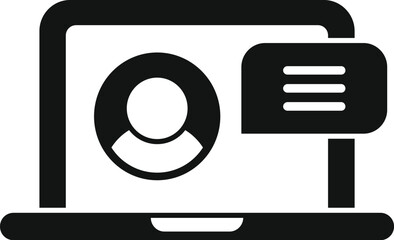 Poster - Laptop online help support icon simple vector. Manual help. Model web chat