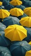© vadymstock - 3D rendering of an umbrella standing out from the crowd, representing leadership concept.