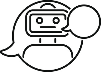 Canvas Print - Bot chat support robot icon outline vector. Ai contact help. Internet work