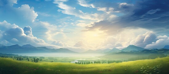 Poster - mountainous landscape with a flowing river