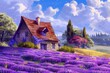 lavender dreams charming cottage nestled in fragrant purple fields digital painting