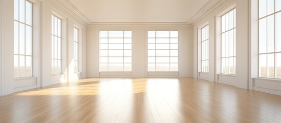 Canvas Print - Room with wooden floor and large windows