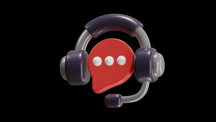 Aufkleber - 3D Animation of Live Chat Connecting Customers with Real-Time Support | Alpha Channel