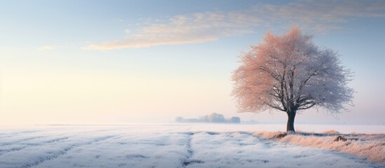 Sticker - Field with a solitary tree against a sky background