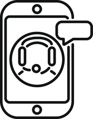 Poster - Online call chat support icon outline vector. Work talk. Communication online