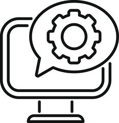 Sticker - Gear computer support icon outline vector. Online tech volume. Listen network