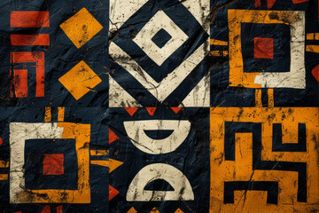 Aufkleber - A seamless pattern of tribal symbols, their bold lines forming a dynamic dance of heritage and history,