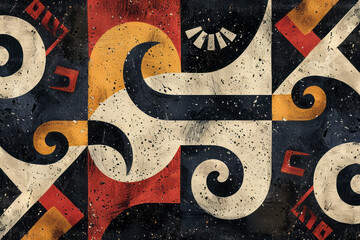 Poster - A seamless pattern of tribal symbols, their bold lines forming a dynamic dance of heritage and history,