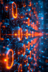 Poster - A security firewall visualization, barriers and digital shields forming a protective mosaic,