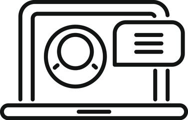 Poster - laptop online help support icon outline vector. manual help. model web chat
