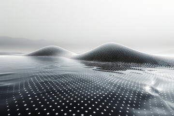 Aufkleber - A tranquil sea of equidistant dots, forming a grid that fades into the horizon,