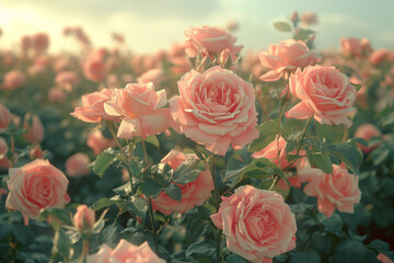 Poster - A uniform field of dusty rose, romantic and vintage, ideal for fashion or beauty content,