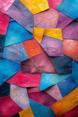 Poster - A vibrant construction paper collage, each piece overlapping slightly for a 3D effect,