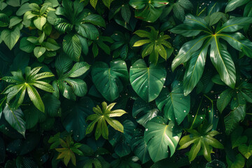 Leinwandbilder - A vibrant gradient of tropical greens, from lime to forest, energizing and refreshing,