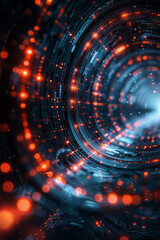 Fototapete - An abstract representation of a VPN network, secure tunnels and encrypted connections visualized,